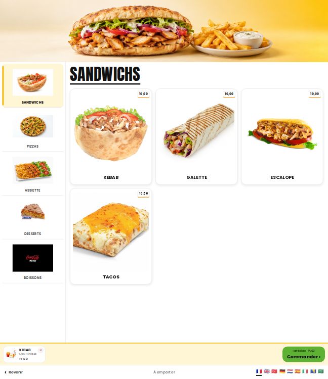 Carte en photos sur la borne de commande
