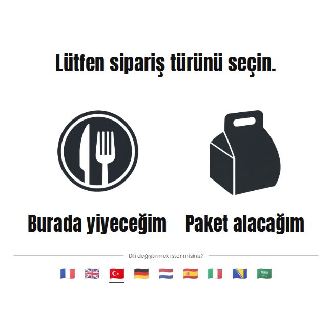 Kioskta burada/paket ve dil seçimi